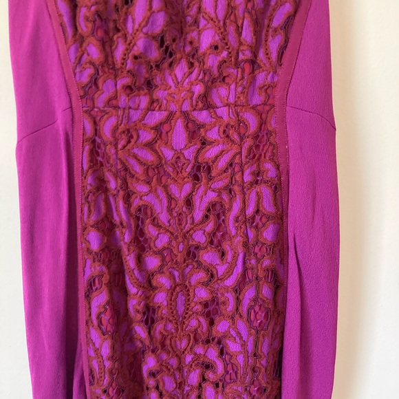 Diane Von Furstenberg Strapless Purple Sheath Dress Dress Red Lace - Picture 5 of 14